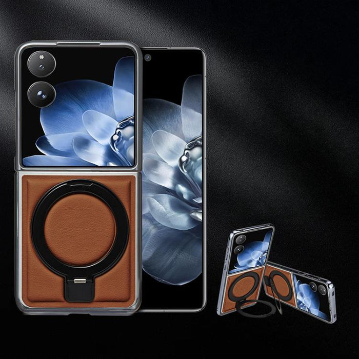 Funda para teléfono plegable de cuero vegano galvanizado con soporte para pantalla, For Xiaomi Mix Flip