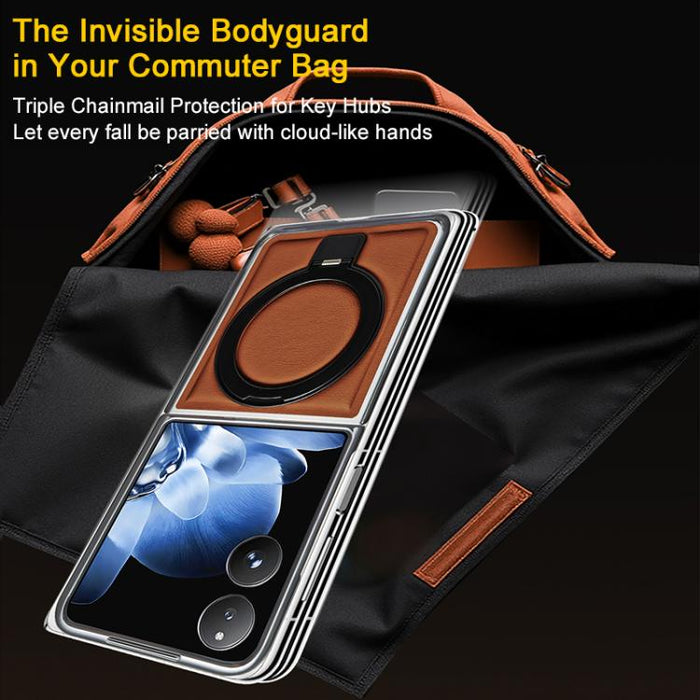 Funda para teléfono plegable de cuero vegano galvanizado con soporte para pantalla, For Xiaomi Mix Flip