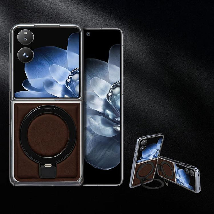 Funda para teléfono plegable de cuero vegano galvanizado con soporte para pantalla, For Xiaomi Mix Flip