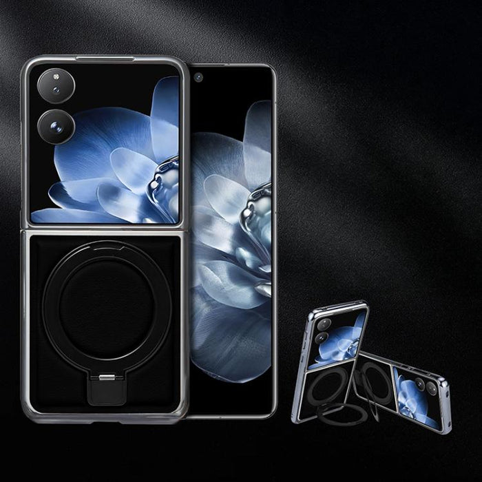 Funda para teléfono plegable de cuero vegano galvanizado con soporte para pantalla, For Xiaomi Mix Flip