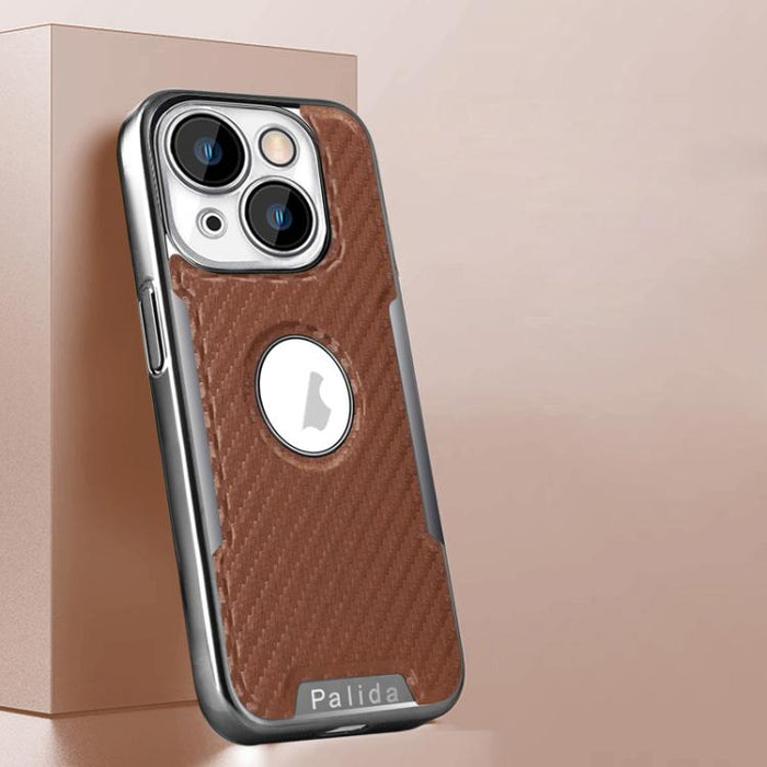 Funda para teléfono Palida Y7 con película para lente de fibra de carbono electrochapada y textura, For iPhone 17 Pro Max, For iPhone 17 Pro, For iPhone 17, For iPhone Air, For iPhone 16 Pro Max, For iPhone 16 Pro, For iPhone 16, For iPhone 15 Pro Max ...