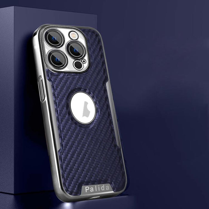 Funda para teléfono Palida Y7 con película para lente de fibra de carbono electrochapada y textura, For iPhone 17 Pro Max, For iPhone 17 Pro, For iPhone 17, For iPhone Air, For iPhone 16 Pro Max, For iPhone 16 Pro, For iPhone 16, For iPhone 15 Pro Max ...