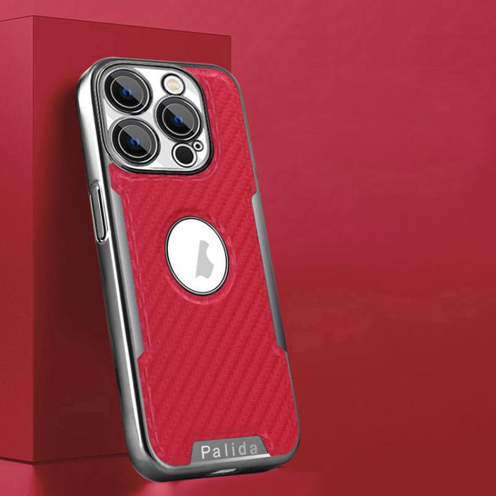 Funda para teléfono Palida Y7 con película para lente de fibra de carbono electrochapada y textura, For iPhone 17 Pro Max, For iPhone 17 Pro, For iPhone 17, For iPhone Air, For iPhone 16 Pro Max, For iPhone 16 Pro, For iPhone 16, For iPhone 15 Pro Max ...