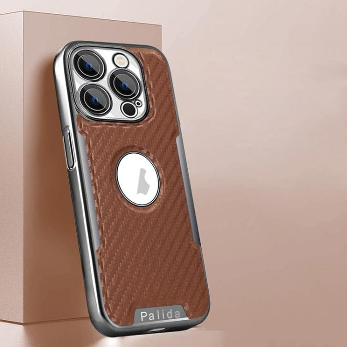 Funda para teléfono Palida Y7 con película para lente de fibra de carbono electrochapada y textura, For iPhone 17 Pro Max, For iPhone 17 Pro, For iPhone 17, For iPhone Air, For iPhone 16 Pro Max, For iPhone 16 Pro, For iPhone 16, For iPhone 15 Pro Max ...
