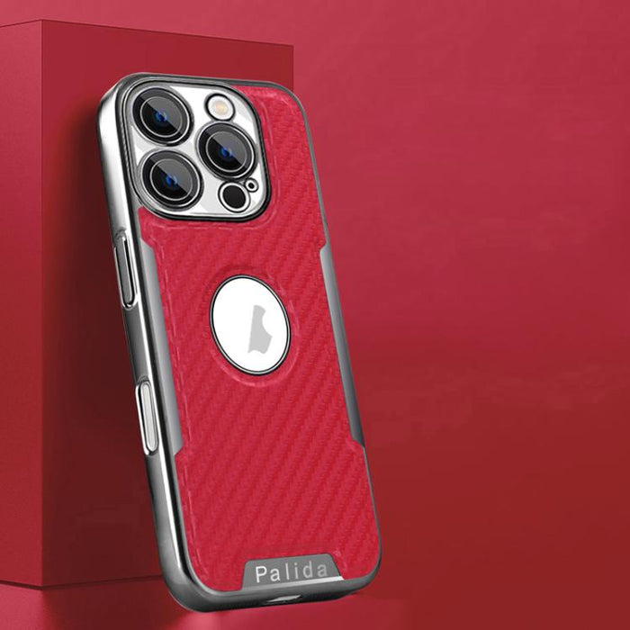 Funda para teléfono Palida Y7 con película para lente de fibra de carbono electrochapada y textura, For iPhone 17 Pro Max, For iPhone 17 Pro, For iPhone 17, For iPhone Air, For iPhone 16 Pro Max, For iPhone 16 Pro, For iPhone 16, For iPhone 15 Pro Max ...