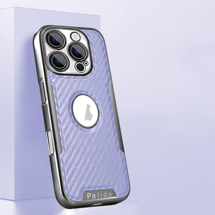Funda para teléfono Palida Y7 con película para lente de fibra de carbono electrochapada y textura, For iPhone 17 Pro Max, For iPhone 17 Pro, For iPhone 17, For iPhone Air, For iPhone 16 Pro Max, For iPhone 16 Pro, For iPhone 16, For iPhone 15 Pro Max ...