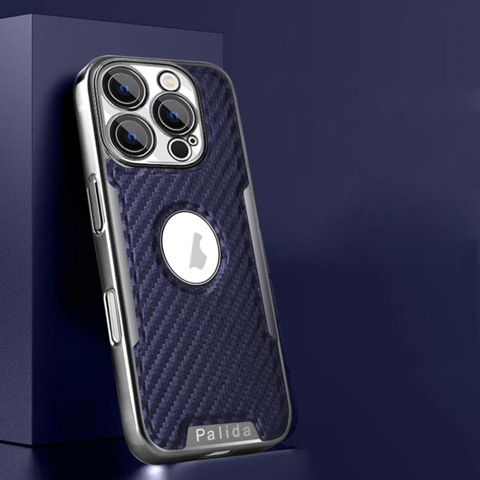 Funda para teléfono Palida Y7 con película para lente de fibra de carbono electrochapada y textura, For iPhone 17 Pro Max, For iPhone 17 Pro, For iPhone 17, For iPhone Air, For iPhone 16 Pro Max, For iPhone 16 Pro, For iPhone 16, For iPhone 15 Pro Max ...