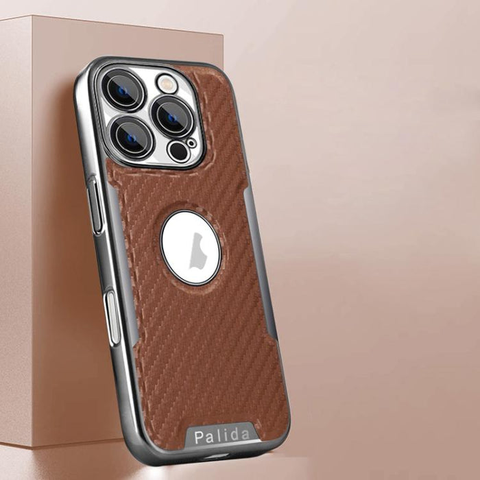 Funda para teléfono Palida Y7 con película para lente de fibra de carbono electrochapada y textura, For iPhone 17 Pro Max, For iPhone 17 Pro, For iPhone 17, For iPhone Air, For iPhone 16 Pro Max, For iPhone 16 Pro, For iPhone 16, For iPhone 15 Pro Max ...