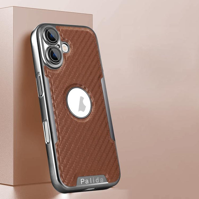 Funda para teléfono Palida Y7 con película para lente de fibra de carbono electrochapada y textura, For iPhone 17 Pro Max, For iPhone 17 Pro, For iPhone 17, For iPhone Air, For iPhone 16 Pro Max, For iPhone 16 Pro, For iPhone 16, For iPhone 15 Pro Max ...