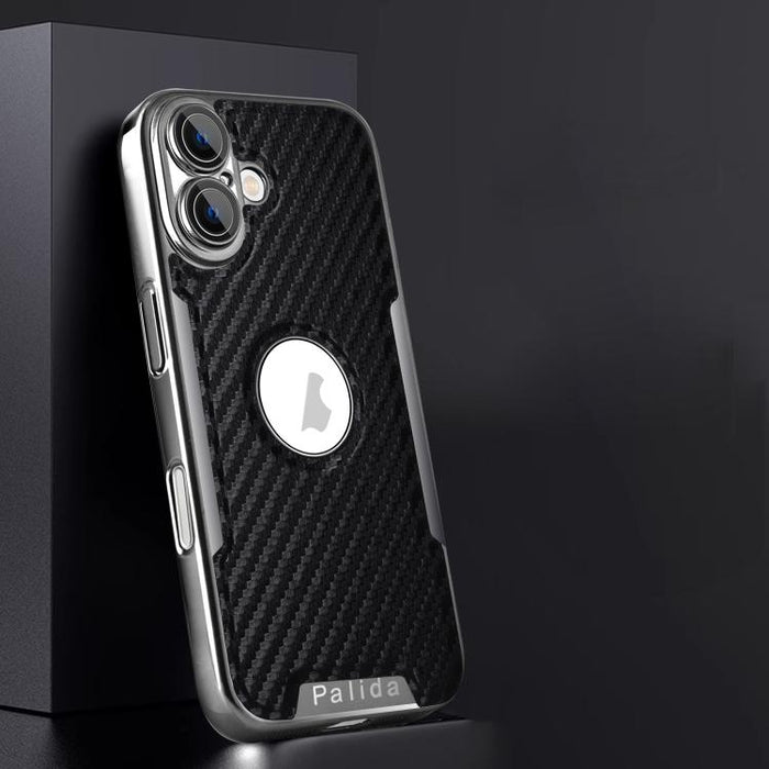 Funda para teléfono Palida Y7 con película para lente de fibra de carbono electrochapada y textura, For iPhone 17 Pro Max, For iPhone 17 Pro, For iPhone 17, For iPhone Air, For iPhone 16 Pro Max, For iPhone 16 Pro, For iPhone 16, For iPhone 15 Pro Max ...
