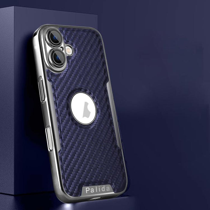 Funda para teléfono Palida Y7 con película para lente de fibra de carbono electrochapada y textura, For iPhone 17 Pro Max, For iPhone 17 Pro, For iPhone 17, For iPhone Air, For iPhone 16 Pro Max, For iPhone 16 Pro, For iPhone 16, For iPhone 15 Pro Max ...