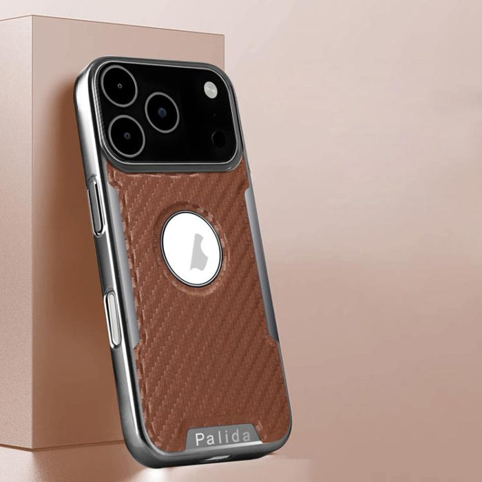 Funda para teléfono Palida Y7 con película para lente de fibra de carbono electrochapada y textura, For iPhone 17 Pro Max, For iPhone 17 Pro, For iPhone 17, For iPhone Air, For iPhone 16 Pro Max, For iPhone 16 Pro, For iPhone 16, For iPhone 15 Pro Max ...