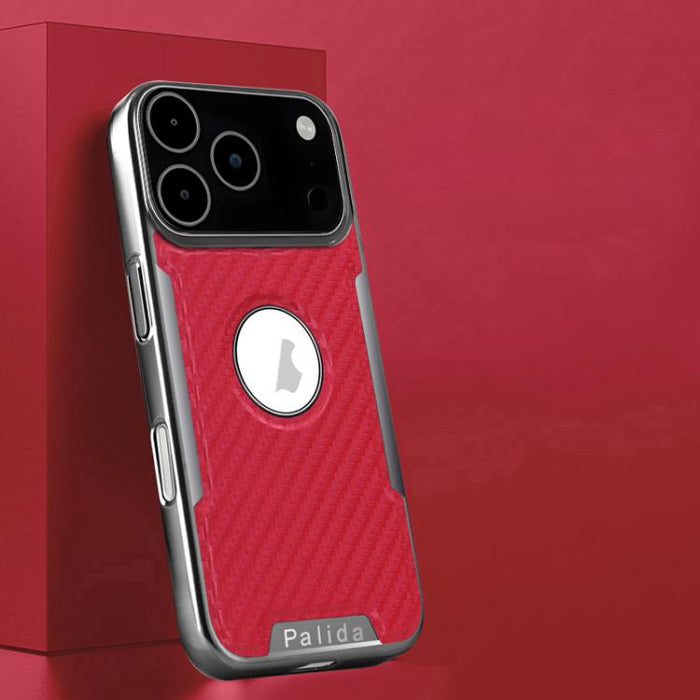 Funda para teléfono Palida Y7 con película para lente de fibra de carbono electrochapada y textura, For iPhone 17 Pro Max, For iPhone 17 Pro, For iPhone 17, For iPhone Air, For iPhone 16 Pro Max, For iPhone 16 Pro, For iPhone 16, For iPhone 15 Pro Max ...