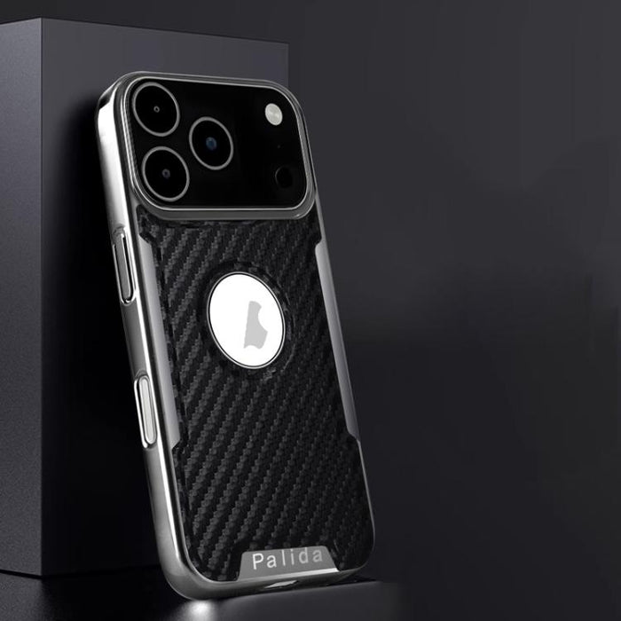 Funda para teléfono Palida Y7 con película para lente de fibra de carbono electrochapada y textura, For iPhone 17 Pro Max, For iPhone 17 Pro, For iPhone 17, For iPhone Air, For iPhone 16 Pro Max, For iPhone 16 Pro, For iPhone 16, For iPhone 15 Pro Max ...