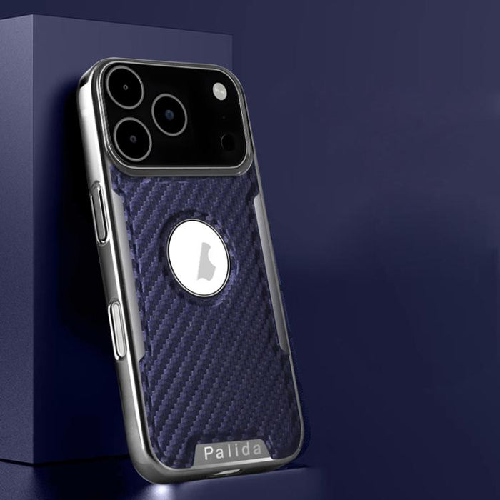 Funda para teléfono Palida Y7 con película para lente de fibra de carbono electrochapada y textura, For iPhone 17 Pro Max, For iPhone 17 Pro, For iPhone 17, For iPhone Air, For iPhone 16 Pro Max, For iPhone 16 Pro, For iPhone 16, For iPhone 15 Pro Max ...
