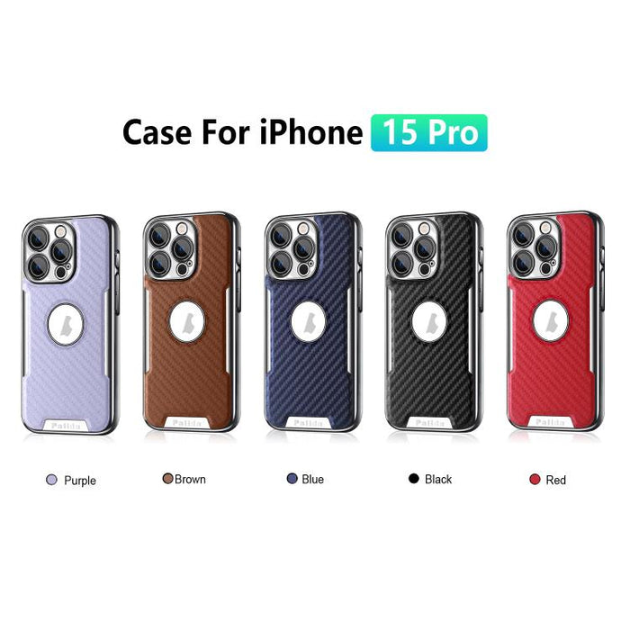 Funda para teléfono Palida Y7 con película para lente de fibra de carbono electrochapada y textura, For iPhone 17 Pro Max, For iPhone 17 Pro, For iPhone 17, For iPhone Air, For iPhone 16 Pro Max, For iPhone 16 Pro, For iPhone 16, For iPhone 15 Pro Max ...
