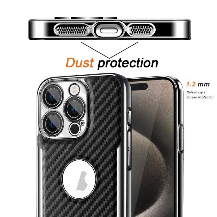 Funda para teléfono Palida Y7 con película para lente de fibra de carbono electrochapada y textura, For iPhone 17 Pro Max, For iPhone 17 Pro, For iPhone 17, For iPhone Air, For iPhone 16 Pro Max, For iPhone 16 Pro, For iPhone 16, For iPhone 15 Pro Max ...