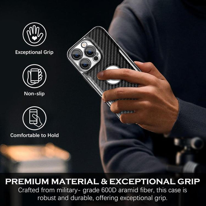 Funda para teléfono Palida Y7 con película para lente de fibra de carbono electrochapada y textura, For iPhone 17 Pro Max, For iPhone 17 Pro, For iPhone 17, For iPhone Air, For iPhone 16 Pro Max, For iPhone 16 Pro, For iPhone 16, For iPhone 15 Pro Max ...