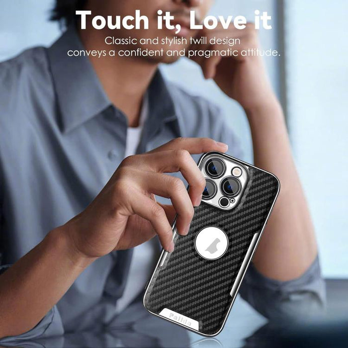 Funda para teléfono Palida Y7 con película para lente de fibra de carbono electrochapada y textura, For iPhone 17 Pro Max, For iPhone 17 Pro, For iPhone 17, For iPhone Air, For iPhone 16 Pro Max, For iPhone 16 Pro, For iPhone 16, For iPhone 15 Pro Max ...