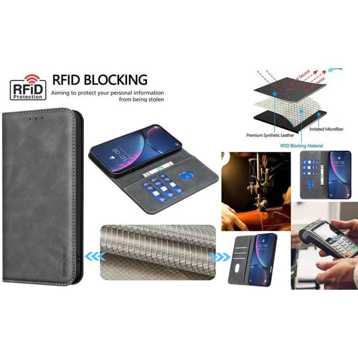 Funda para teléfono BINFEN COLOR de piel vegana con textura de piel de becerro magnética y protección RFID, For Xiaomi 13T / Redmi K60 Ultra, For Redmi Note 12 4G Global