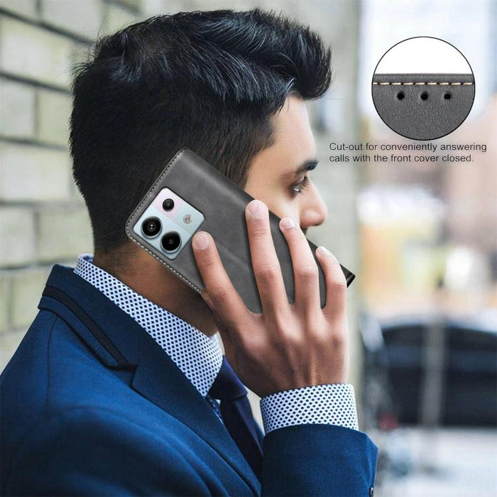 Funda para teléfono BINFEN COLOR de piel vegana con textura de piel de becerro magnética y protección RFID, For Xiaomi 13T / Redmi K60 Ultra, For Redmi Note 12 4G Global