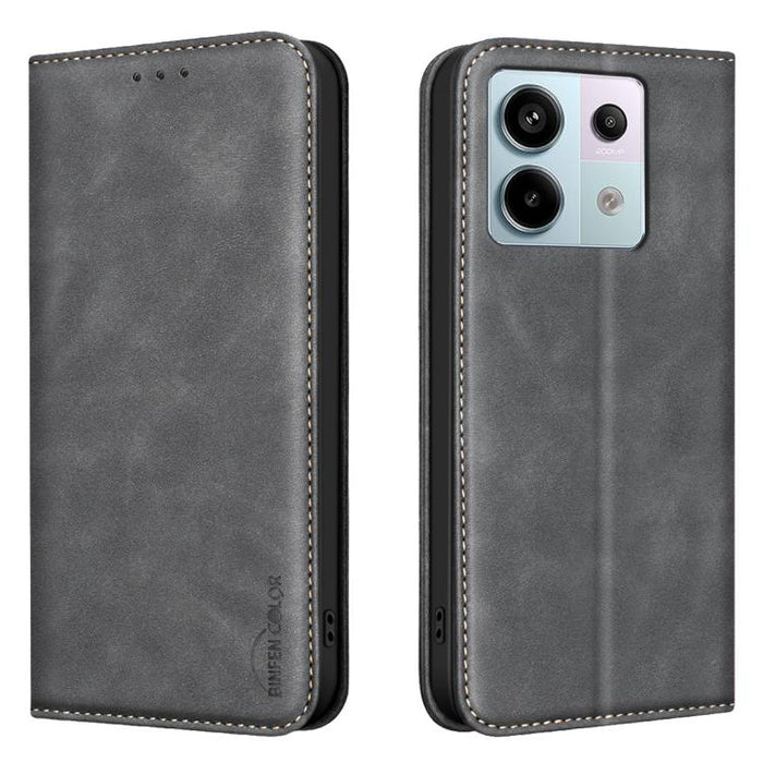 Funda para teléfono BINFEN COLOR de piel vegana con textura de piel de becerro magnética y protección RFID, For Xiaomi 13T / Redmi K60 Ultra, For Redmi Note 12 4G Global