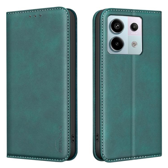 Funda para teléfono BINFEN COLOR de piel vegana con textura de piel de becerro magnética y protección RFID, For Xiaomi 13T / Redmi K60 Ultra, For Redmi Note 12 4G Global