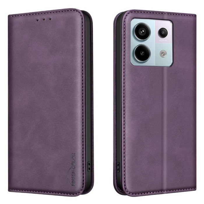 Funda para teléfono BINFEN COLOR de piel vegana con textura de piel de becerro magnética y protección RFID, For Xiaomi 13T / Redmi K60 Ultra, For Redmi Note 12 4G Global
