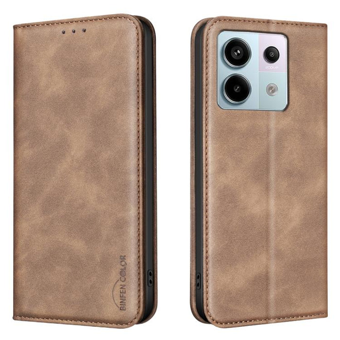 Funda para teléfono BINFEN COLOR de piel vegana con textura de piel de becerro magnética y protección RFID, For Xiaomi 13T / Redmi K60 Ultra, For Redmi Note 12 4G Global