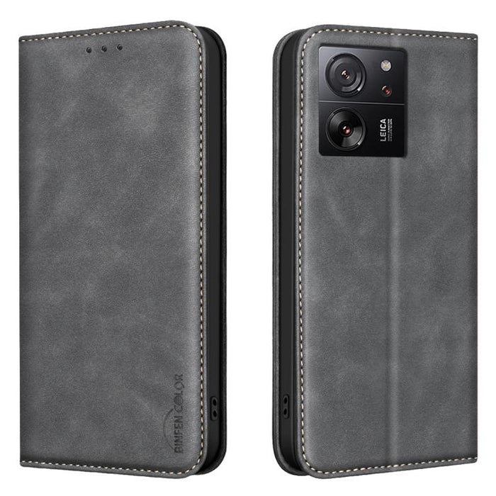Funda para teléfono BINFEN COLOR de piel vegana con textura de piel de becerro magnética y protección RFID, For Xiaomi 13T / Redmi K60 Ultra, For Redmi Note 12 4G Global