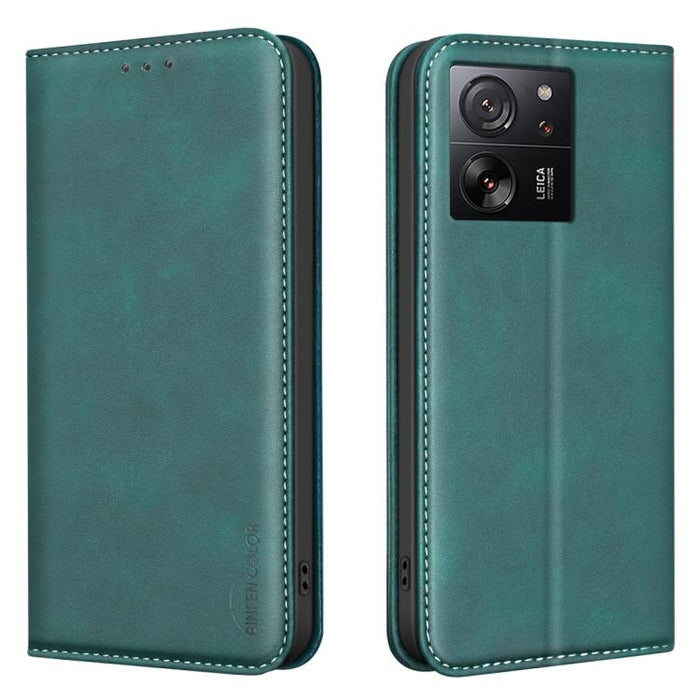 Funda para teléfono BINFEN COLOR de piel vegana con textura de piel de becerro magnética y protección RFID, For Xiaomi 13T / Redmi K60 Ultra, For Redmi Note 12 4G Global