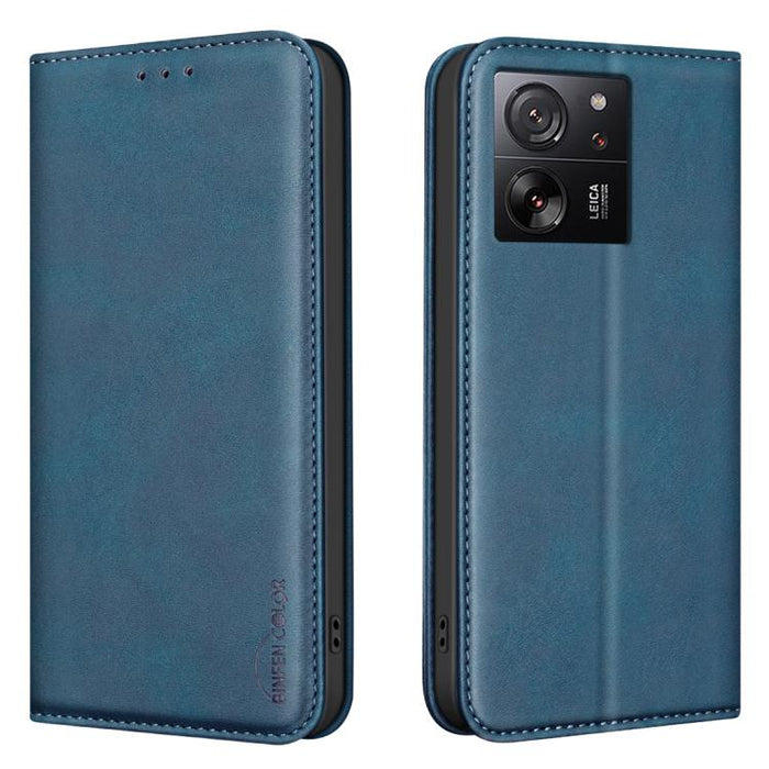 Funda para teléfono BINFEN COLOR de piel vegana con textura de piel de becerro magnética y protección RFID, For Xiaomi 13T / Redmi K60 Ultra, For Redmi Note 12 4G Global