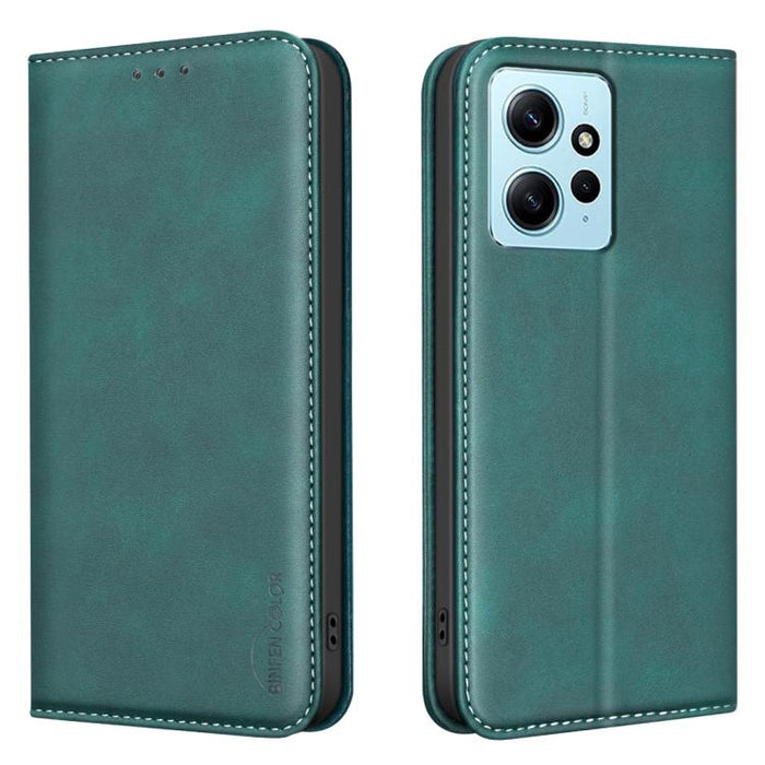 Funda para teléfono BINFEN COLOR de piel vegana con textura de piel de becerro magnética y protección RFID, For Xiaomi 13T / Redmi K60 Ultra, For Redmi Note 12 4G Global