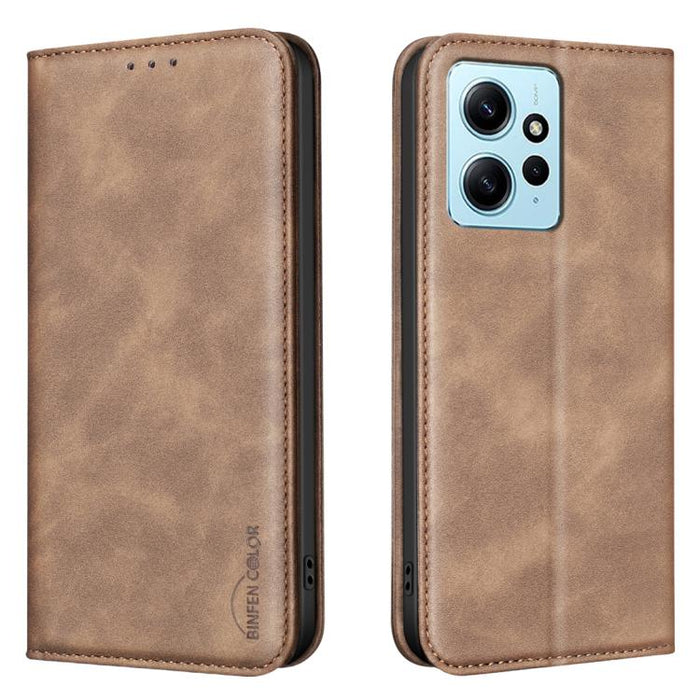 Funda para teléfono BINFEN COLOR de piel vegana con textura de piel de becerro magnética y protección RFID, For Xiaomi 13T / Redmi K60 Ultra, For Redmi Note 12 4G Global