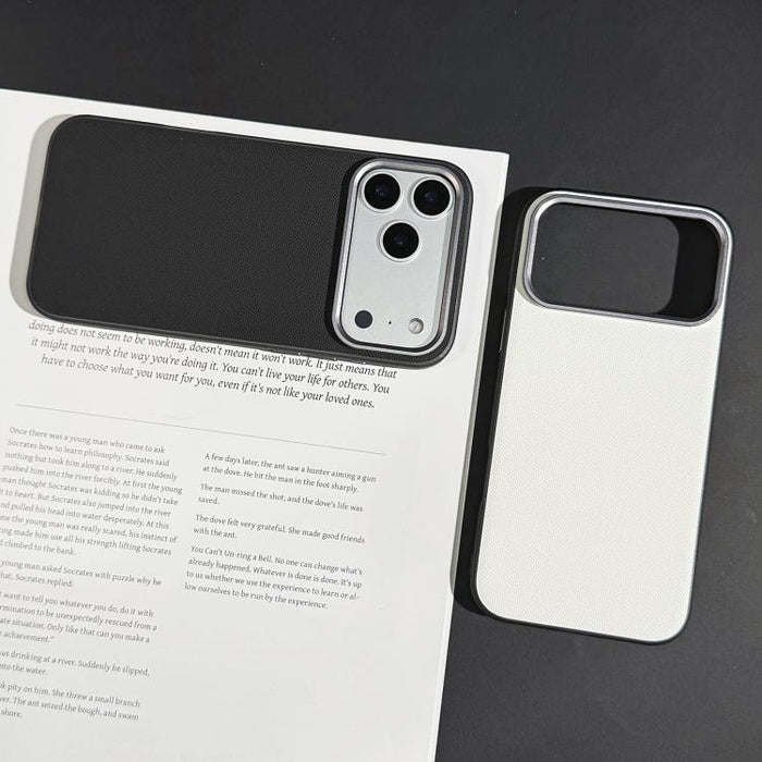 Funda para teléfono de cuero vegano con textura de cuadrícula mate, For iPhone 17 Pro Max, For iPhone 17 Pro, For iPhone 17, For iPhone Air