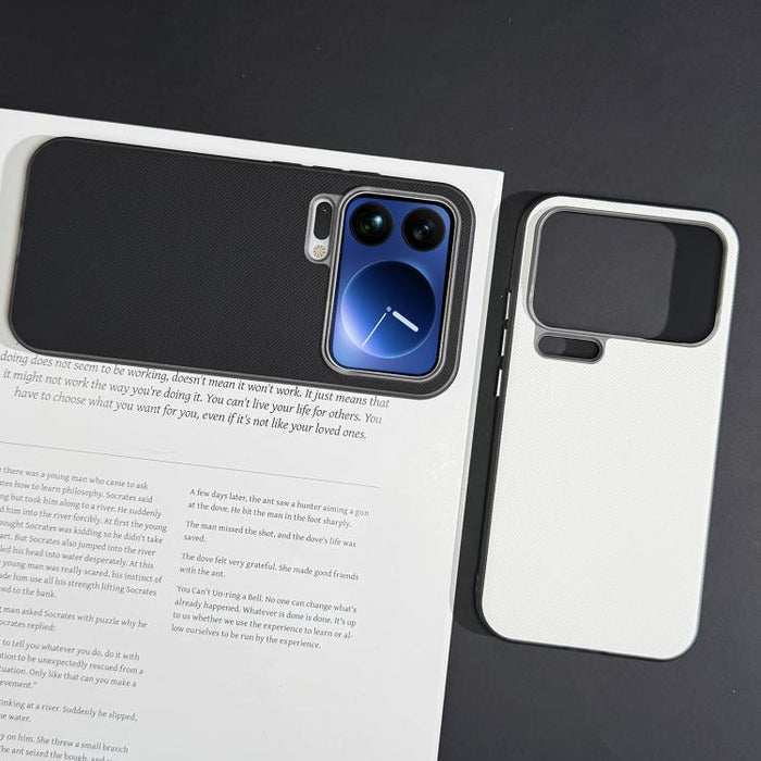 Funda para teléfono de cuero vegano con textura de cuadrícula mate, For Xiaomi 17 Pro Max, For Xiaomi 17 Pro, For Xiaomi 17
