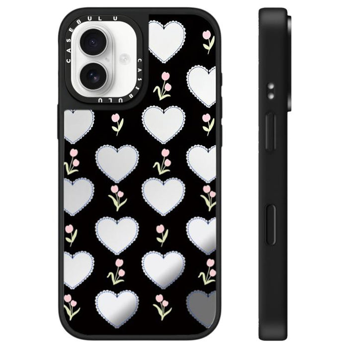 Funda para teléfono con espejo y estampado de leopardo y cerezas, For iPhone 16 Pro Max, For iPhone 16 Pro, For iPhone 16 Plus, For iPhone 16, For iPhone 15 Pro Max, For iPhone 15 Pro, For iPhone 15 Plus, For iPhone 15