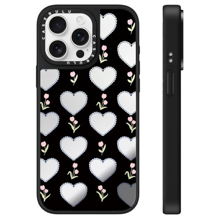 Funda para teléfono con espejo y estampado de leopardo y cerezas, For iPhone 16 Pro Max, For iPhone 16 Pro, For iPhone 16 Plus, For iPhone 16, For iPhone 15 Pro Max, For iPhone 15 Pro, For iPhone 15 Plus, For iPhone 15
