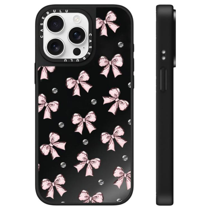 Funda para teléfono con espejo y estampado de leopardo y cerezas, For iPhone 16 Pro Max, For iPhone 16 Pro, For iPhone 16 Plus, For iPhone 16, For iPhone 15 Pro Max, For iPhone 15 Pro, For iPhone 15 Plus, For iPhone 15
