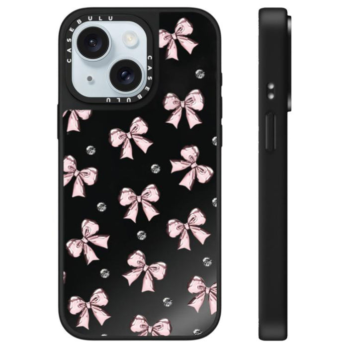 Funda para teléfono con espejo y estampado de leopardo y cerezas, For iPhone 16 Pro Max, For iPhone 16 Pro, For iPhone 16 Plus, For iPhone 16, For iPhone 15 Pro Max, For iPhone 15 Pro, For iPhone 15 Plus, For iPhone 15