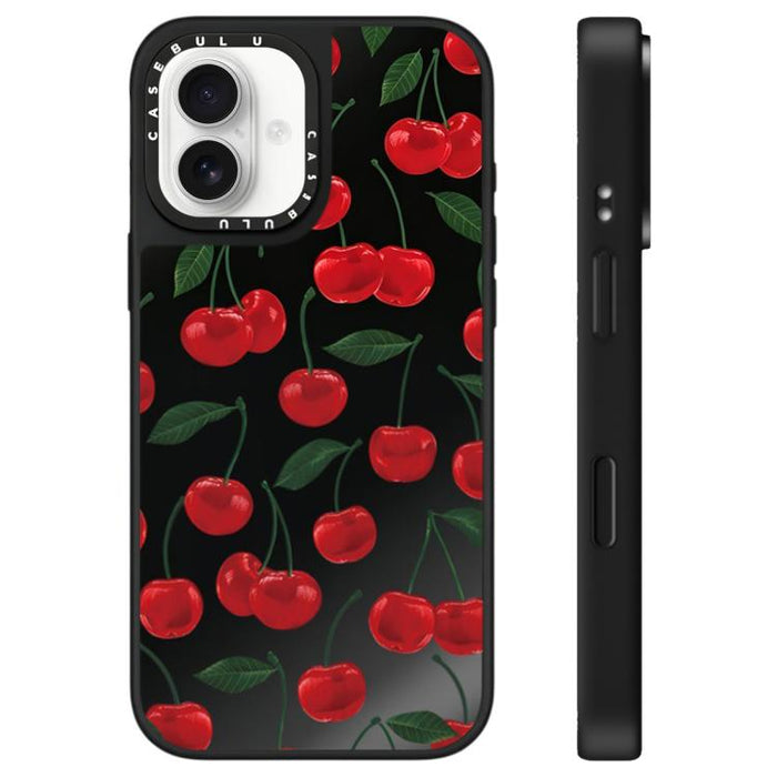 Funda para teléfono con espejo y botón de control de cámara con estampado de leopardo y cerezas de la serie Leopard, For iPhone 17 Pro Max, For iPhone 17 Pro, For iPhone 17, For iPhone Air