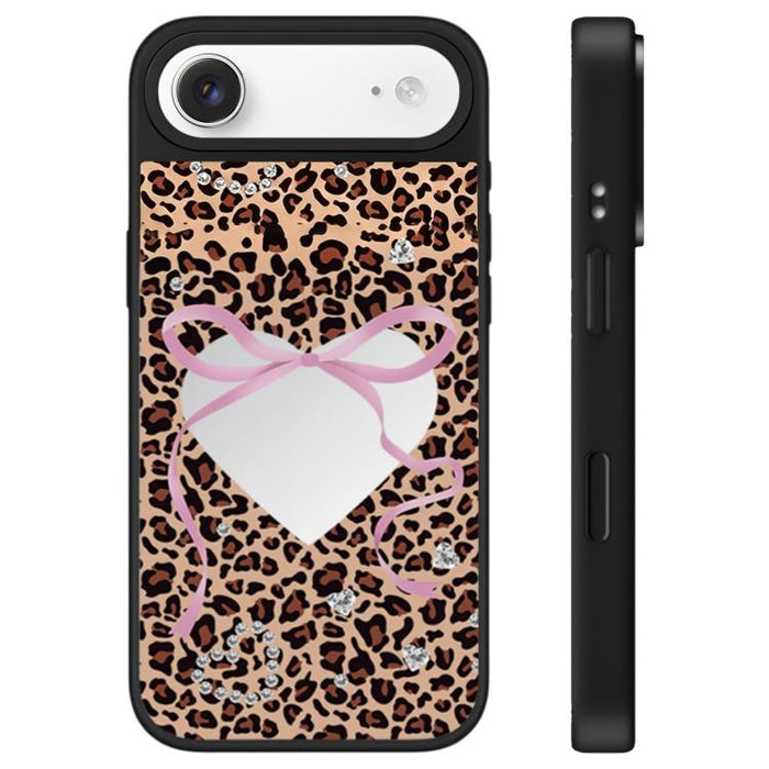 Funda para teléfono con espejo y botón de control de cámara con estampado de leopardo y cerezas de la serie Leopard, For iPhone 17 Pro Max, For iPhone 17 Pro, For iPhone 17, For iPhone Air