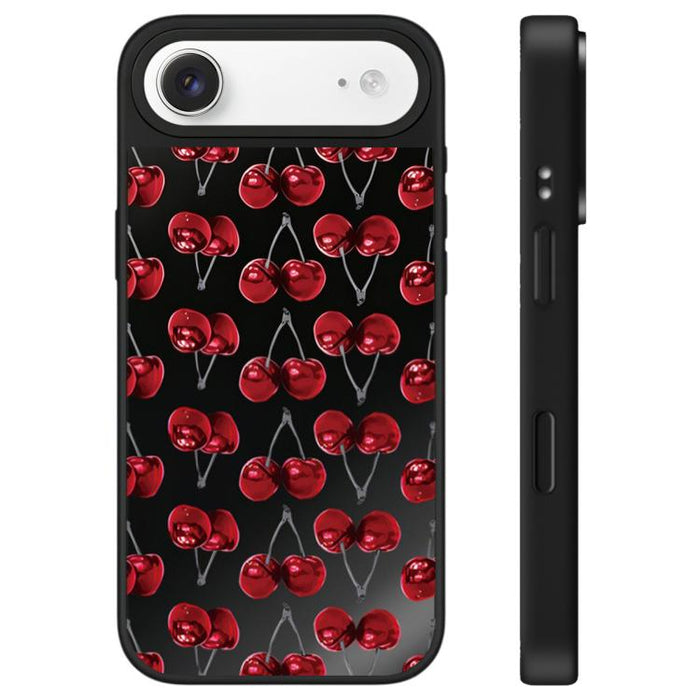 Funda para teléfono con espejo y botón de control de cámara con estampado de leopardo y cerezas de la serie Leopard, For iPhone 17 Pro Max, For iPhone 17 Pro, For iPhone 17, For iPhone Air