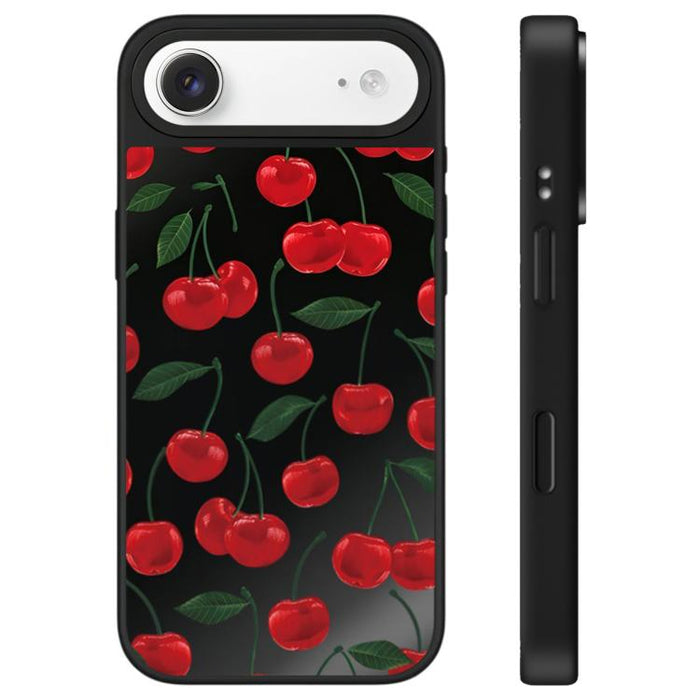 Funda para teléfono con espejo y botón de control de cámara con estampado de leopardo y cerezas de la serie Leopard, For iPhone 17 Pro Max, For iPhone 17 Pro, For iPhone 17, For iPhone Air