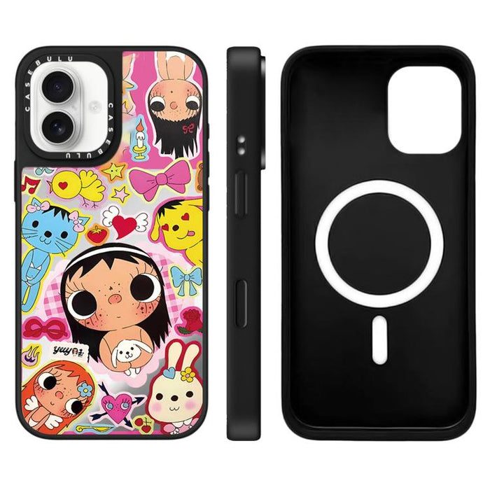 Funda magnética para teléfono con diseño de espejo de la serie YUY, For iPhone 16 Pro Max, For iPhone 16 Pro, For iPhone 16 Plus, For iPhone 16, For iPhone 15 Pro Max, For iPhone 15 Pro, For iPhone 15 Plus, For iPhone 15