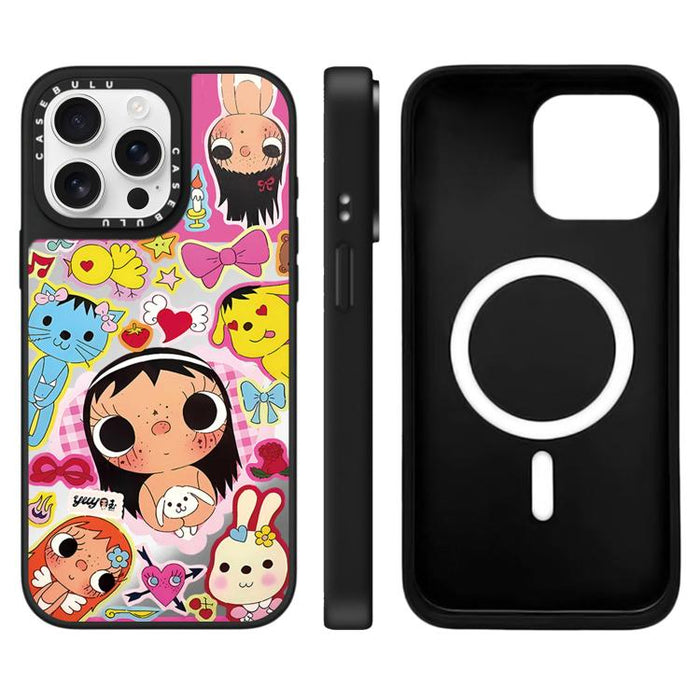 Funda magnética para teléfono con diseño de espejo de la serie YUY, For iPhone 16 Pro Max, For iPhone 16 Pro, For iPhone 16 Plus, For iPhone 16, For iPhone 15 Pro Max, For iPhone 15 Pro, For iPhone 15 Plus, For iPhone 15