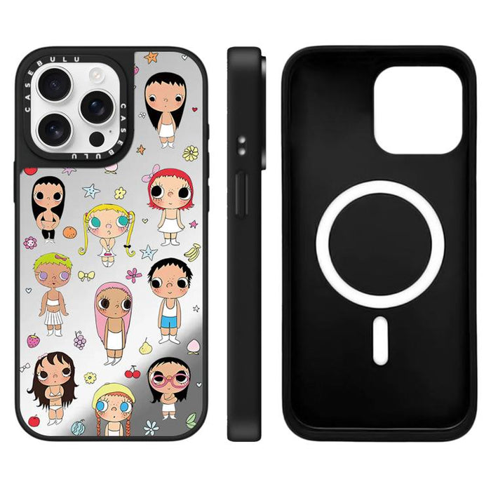 Funda magnética para teléfono con diseño de espejo de la serie YUY, For iPhone 16 Pro Max, For iPhone 16 Pro, For iPhone 16 Plus, For iPhone 16, For iPhone 15 Pro Max, For iPhone 15 Pro, For iPhone 15 Plus, For iPhone 15