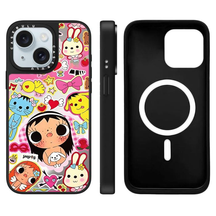 Funda magnética para teléfono con diseño de espejo de la serie YUY, For iPhone 16 Pro Max, For iPhone 16 Pro, For iPhone 16 Plus, For iPhone 16, For iPhone 15 Pro Max, For iPhone 15 Pro, For iPhone 15 Plus, For iPhone 15
