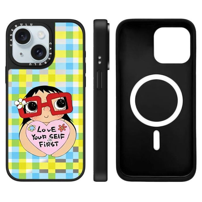 Funda magnética para teléfono con diseño de espejo de la serie YUY, For iPhone 16 Pro Max, For iPhone 16 Pro, For iPhone 16 Plus, For iPhone 16, For iPhone 15 Pro Max, For iPhone 15 Pro, For iPhone 15 Plus, For iPhone 15