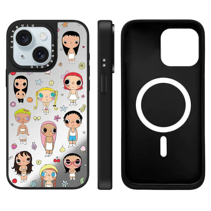 Funda magnética para teléfono con diseño de espejo de la serie YUY, For iPhone 16 Pro Max, For iPhone 16 Pro, For iPhone 16 Plus, For iPhone 16, For iPhone 15 Pro Max, For iPhone 15 Pro, For iPhone 15 Plus, For iPhone 15